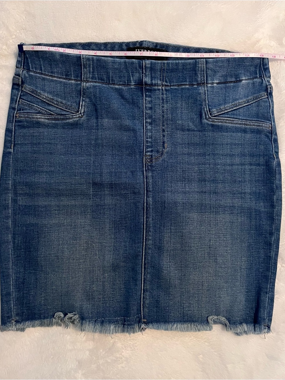 Liverpool Women's Blue Denim Midi Skirt - Faded Indigo